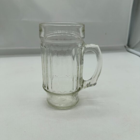 Vintage Anchor Hocking Line Lites Beer Mug Clear 5 11/16" Glass - Picture 1 of 4